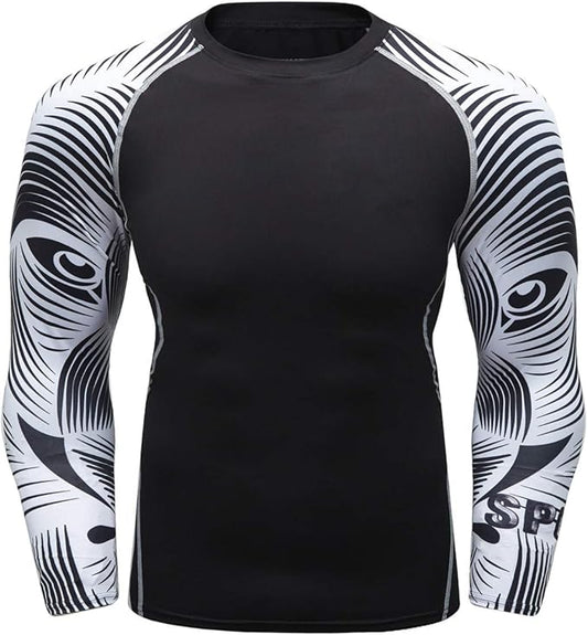 Men's Soft Fit Long Sleeve Workout Rashguard Cool Dry Compression Fitness Shirt