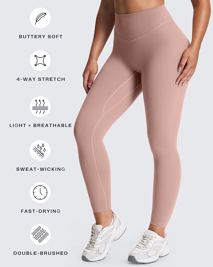 Aoxjox High Waisted Workout Leggings for Women Tummy Control Buttery Soft Yoga Metamorph Deep V Pants 26"