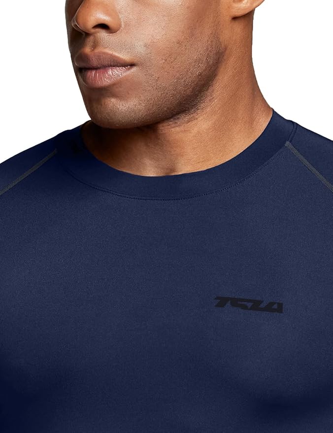 TSLA Men's UPF 50+ Compression Shirts, Cool Dry Long Sleeve Athletic Tops, Sports Baselayer Workout Shirt