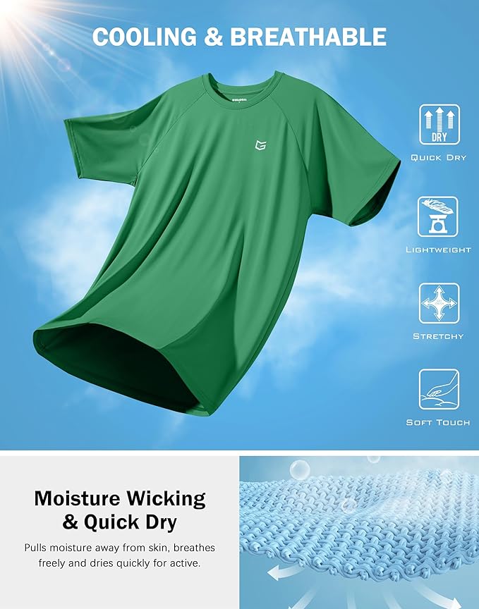 G Gradual Men's Workout Athletic T-Shirts Moisture Wicking Cooling Running Shirts Short Sleeve Performance Tee for Gym Tennis