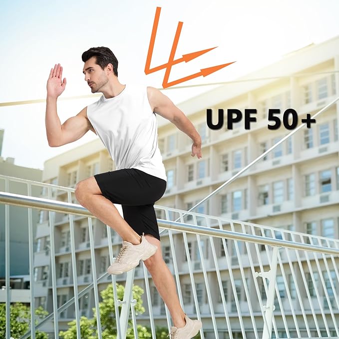 Men's Sleeveless UPF 50+ Swim Shirts Quick Dry Workout Tank Top UV Protection Running Gym Muscle T Shirts