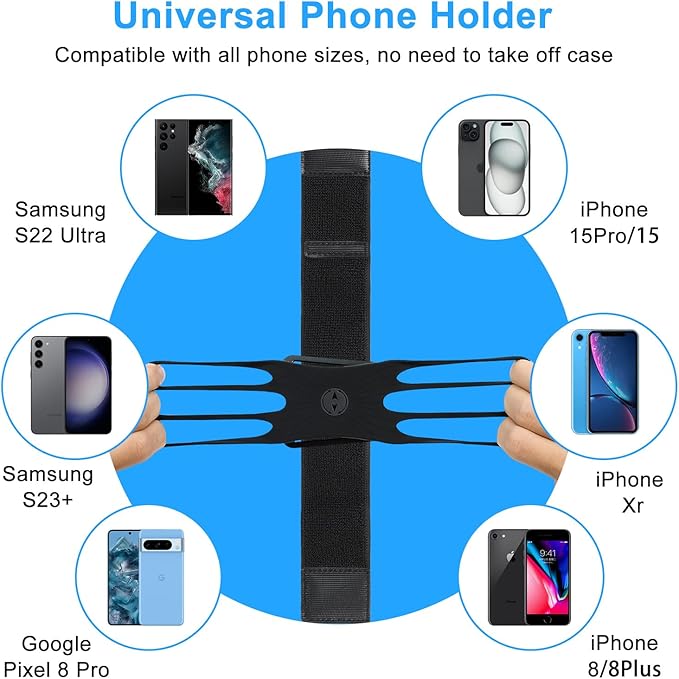 Universal Phone Armband and Wrist Holder 360 Rotatable Sports Arm Band for Running Jogging Gym Workouts iPhone 14 13 12 11 Pro Max Samsung Galaxy S21 S20 Fits Smartphones 4 to 7 Inches, More