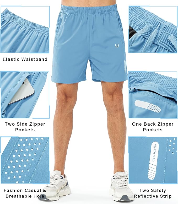 NORTHYARD Men's Athletic Running Shorts Quick Dry Workout Shorts 7"/ 5"/ 9" Lightweight Sports Gym Basketball Tennis Hiking