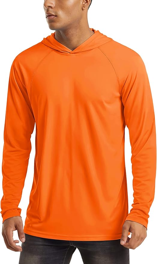 MAGCOMSEN Men's Hooded UPF 50+ Sun Protection T Shirts Long Sleeve Athletic Fishing Shirts Rash Guards