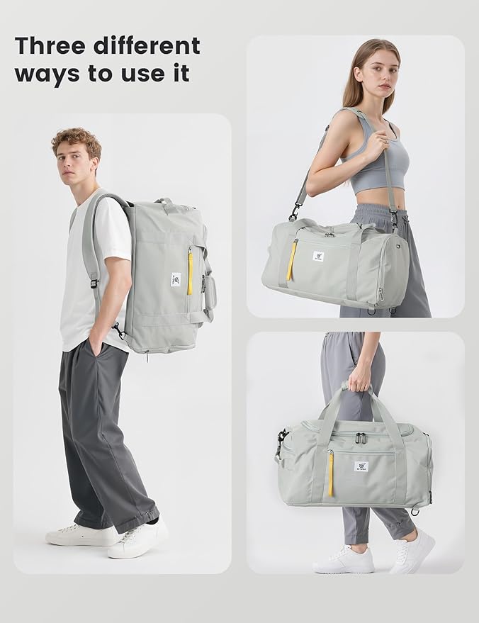 SKYSPER Gym Bag Men Women - 40L Sports Bag Duffle Backpack with Shoe Compartment Wet Pocket for Fitness,Sport,Travel & Workout(Lightgray)