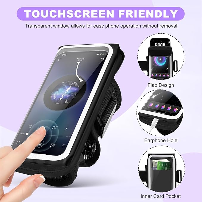Running Armband for Phone, Adjustable Reflective Sports Wristband & Forearm Band for iPhone 17/16/15/14/13 Pro Max Samsung Galaxy S23/S22, up to 7", Secure Fitness Phone Holder for Men Women