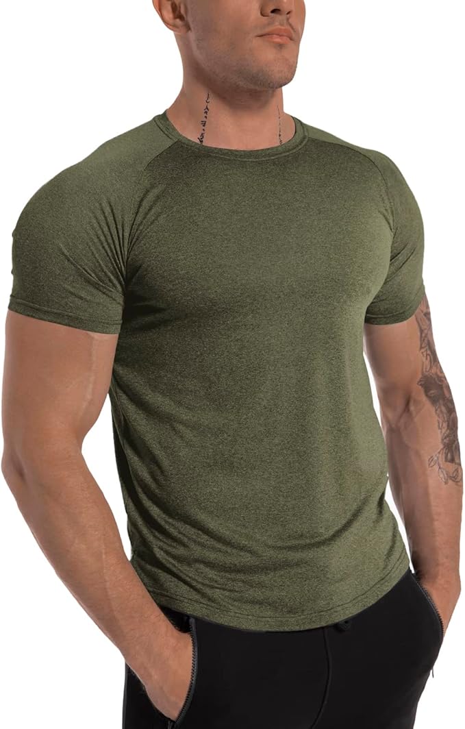 Men's 3pack Dry Fit Workout Gym Short Sleeve T Shirt Moisture Wicking Active Athletic Performance Running Shirts