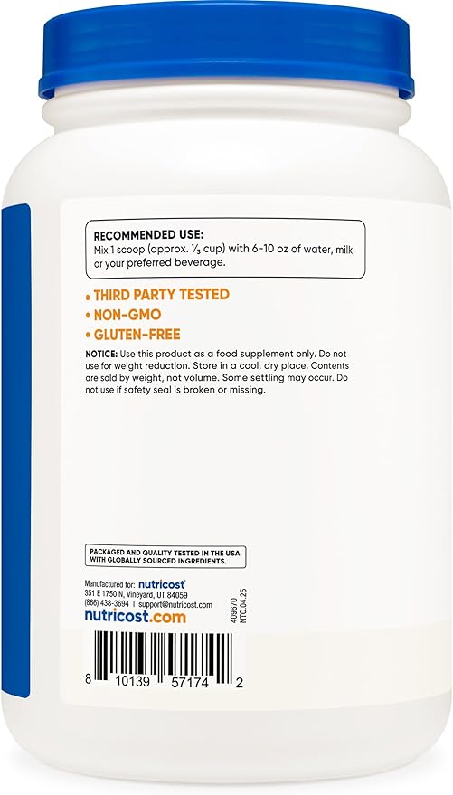 Nutricost Whey Protein Isolate (Unflavored) 2LBS