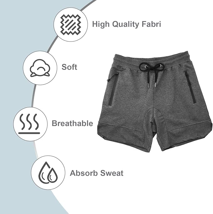 PIDOGYM Men's 5" Gym Workout Shorts,Fitted Jogging Short Pants for Bodybuilding Running Training with Zipper Pockets