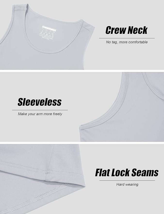 KEFITEVD Men's Workout Tank Tops Sleeveless Quick Dry UPF 80+ Summer Sun Shirts for Running Swim Gym Beach