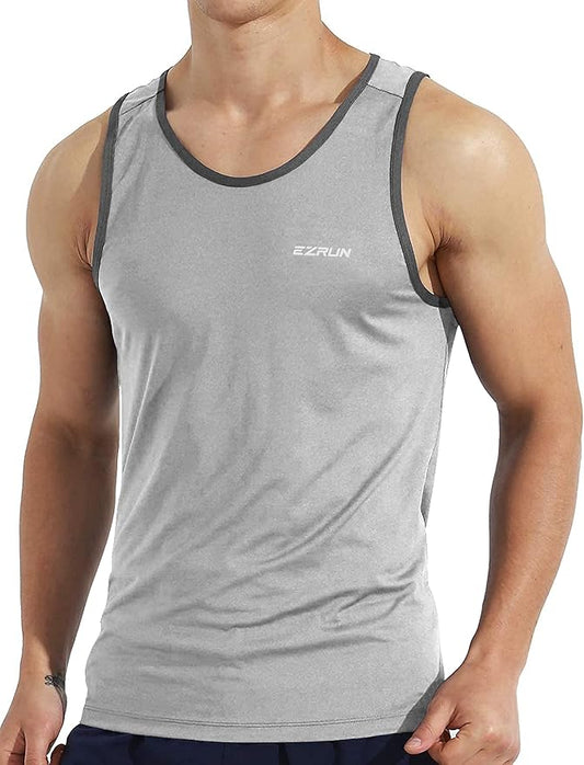 EZRUN Men's Quick Dry Sport Tank Top for Bodybuilding Gym Athletic Jogging Running,Fitness Training Workout Sleeveless Shirts