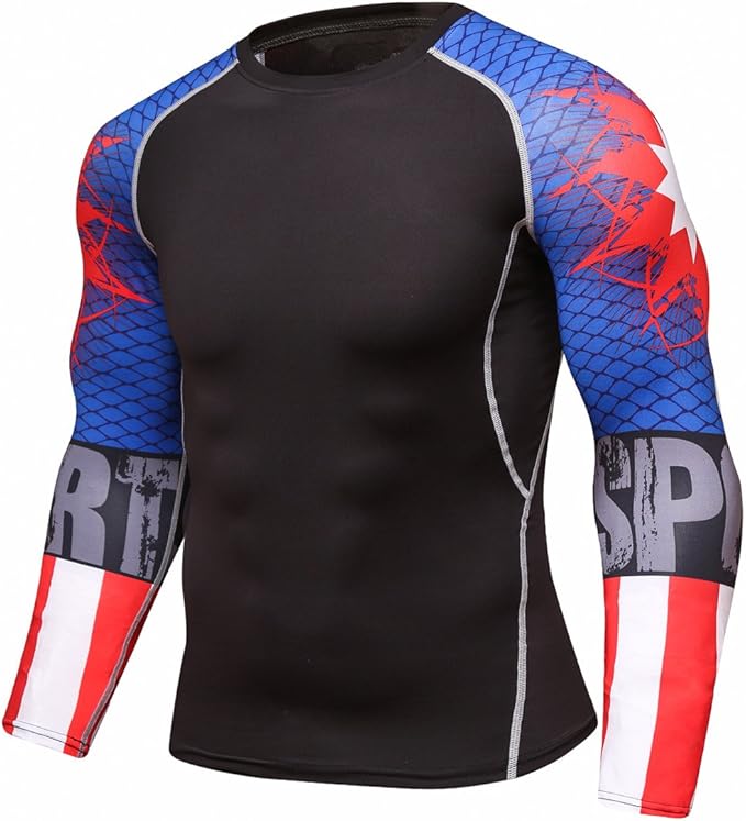 Men's Soft Slim Long Sleeve Dry-Fit Compression Gym Trainning Shirt