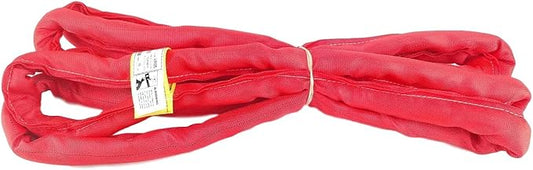 USA Made VR5 X 10' Red Slings 4'-30' Lengths in Listing, Double PLY Cover Endless Round Poly Lifting Slings, 13,200 lbs Vert, 10,560 lbs Choker, 26,400 lbs Basket (USA Polyester) (10 FT)