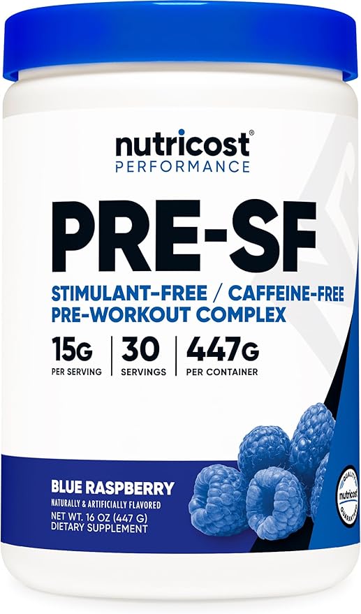 Nutricost Stimulant Free Pre-Workout, 30 Servings (Blue Raspberry) - Caffeine Free, Non-GMO, Gluten Free