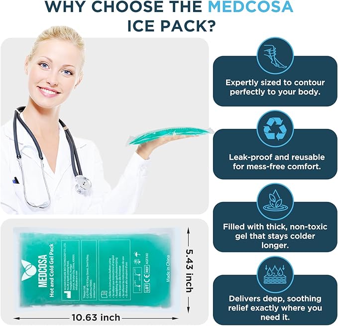 Medcosa Large Flexible Sport Ice Pack | Any Ache, Any Pain, We’ve Got You Covered | Extra Large Cold Reusable Pack | Ideal for Sport Injuries, R.I.C.E Treatment & Back Ailments