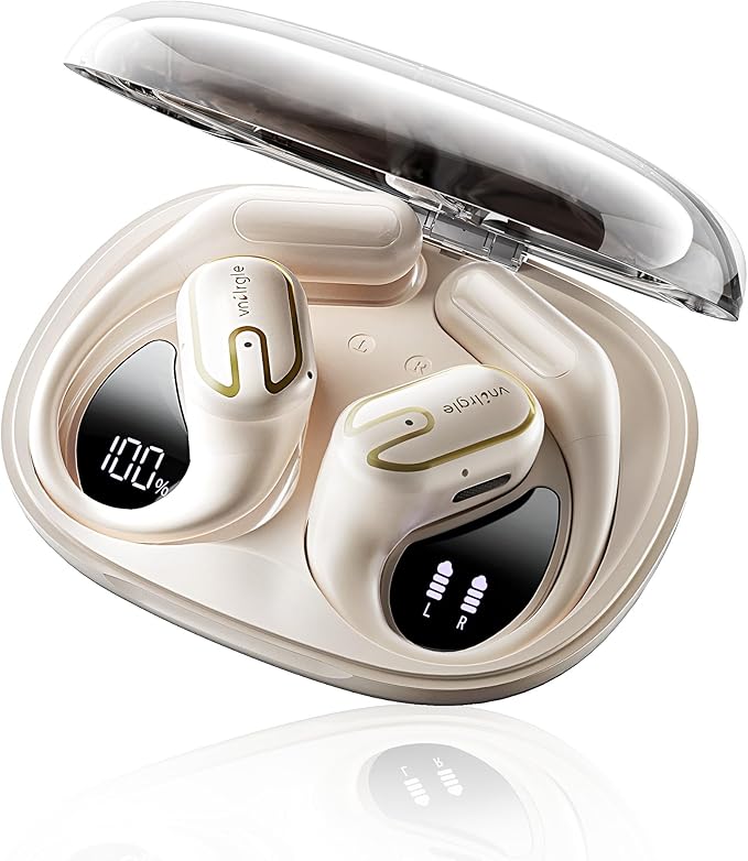 2026 Upgraded Open Ear Headphones,Over Ear Earbuds with Ergonomic Earhook,Bluetooth Headphones 6.0 with Smart Digital Display,80H Playtime,IPX7 Waterproof,Touch Control Operate Fit Cycling,Running