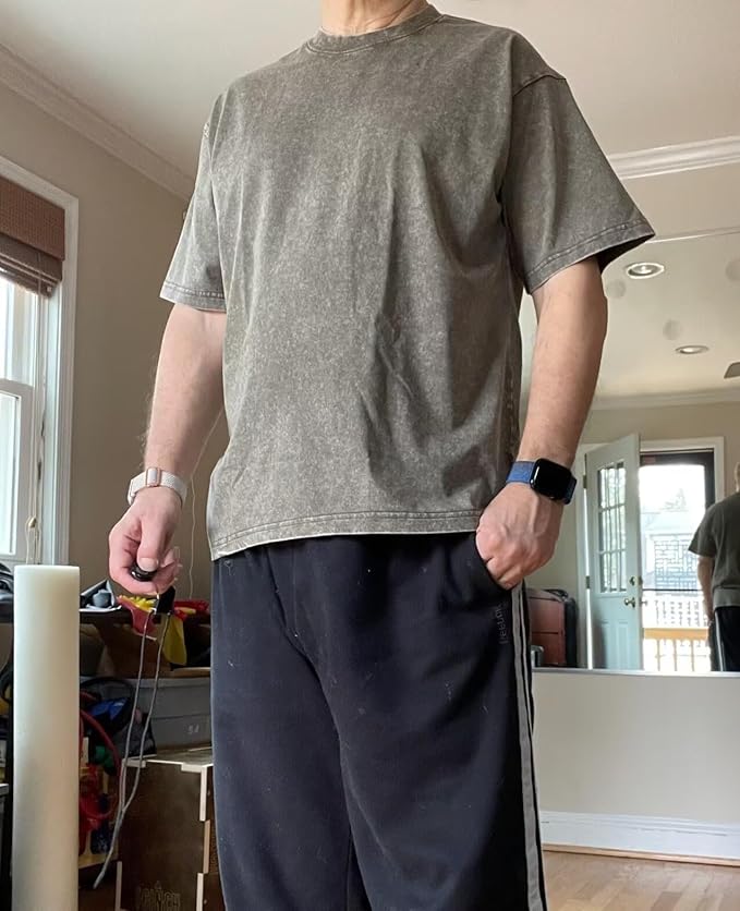 Workout T Shirts for Men Oversized Gym Loose Fit Tshirt Heavy Cotton Washed Vintage Faded Sleeping Tee Unisex Tops