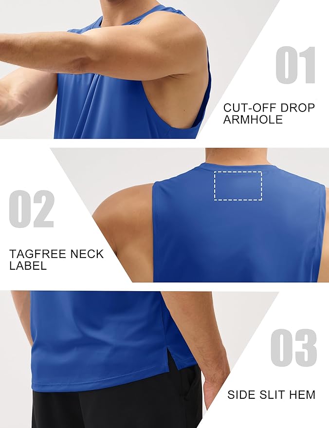 MAGCOMSEN Mens Workout Tank Tops Undershirt Cotton Muscle Athletic Sleeveless Shirts for Gym