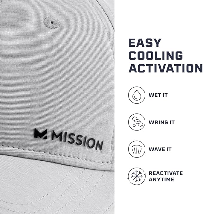 MISSION Cooling Vented Performance Hat Unisex One Size Cap for Workouts, Golf & Running, Sweat & Water Activated Technology