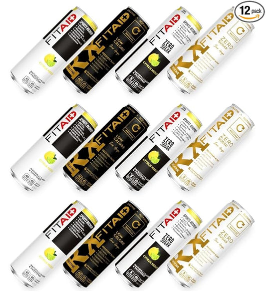 FITAID Post-Workout Recovery Drink Variety Sampler Pack, No Artificial Flavors or Sweeteners, 100% Clean, Vegan, Gluten-Free, Keto-Friendly, Paleo Friendly, 4 Flavors (Pack of 12)