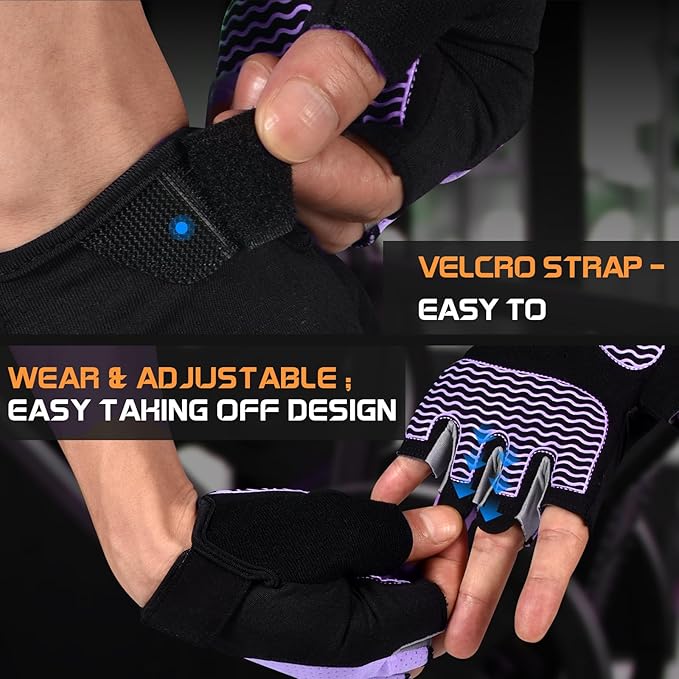 Sunnex Gym Gloves - Fingerless, Breathable Workout Gloves for Weightlifting, Cycling & More