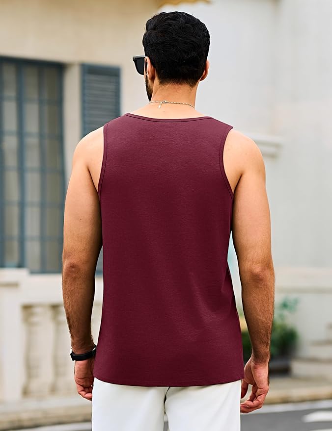 Cotrasen Men's Tank Top UPF 50+ Sleeveless Shirt Cotton Moisture Wicking Casual Gym Workout Shirts Cooling Muscle Tee Shirt