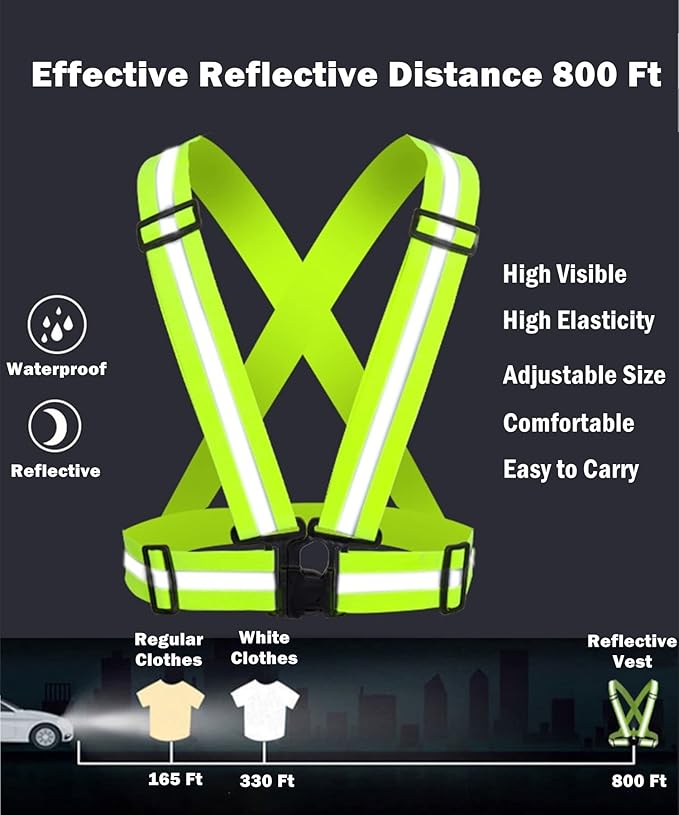 Reflective Running Vest 2-10 Pack, High Visibility Reflective Gear Night Cycling Safety Vest Strap for Men Women Kids
