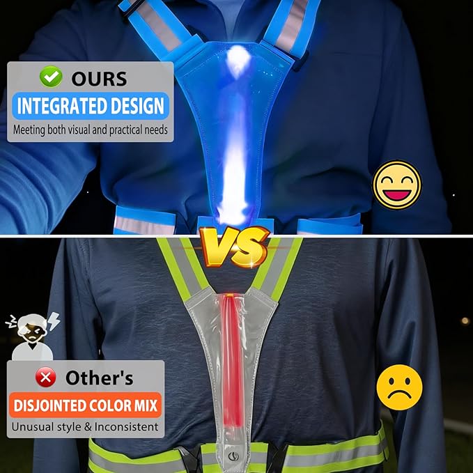 Simket Led Reflective Vest Running Gear, High Visibility Reflective Running Gear Rechargeable Adjustable Led Running Vest, Safety Night Running Gear for Men Women