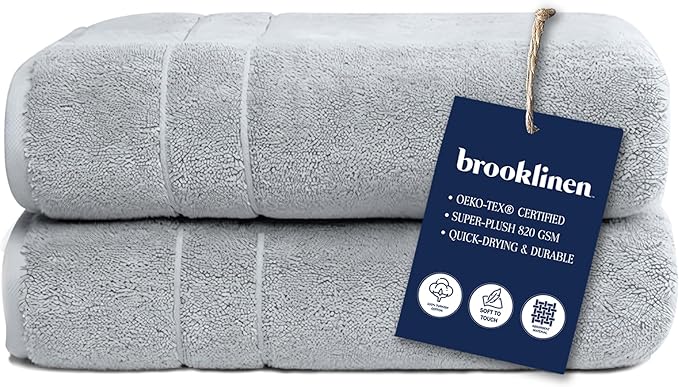 Brooklinen Super-Plush Turkish Cotton Washcloths Set of 2 Cotton, 820 GSM, Highly Absorbent, Machine Washable, Perfect for Home & Bathroom (13" x 13", Smoke Gray)