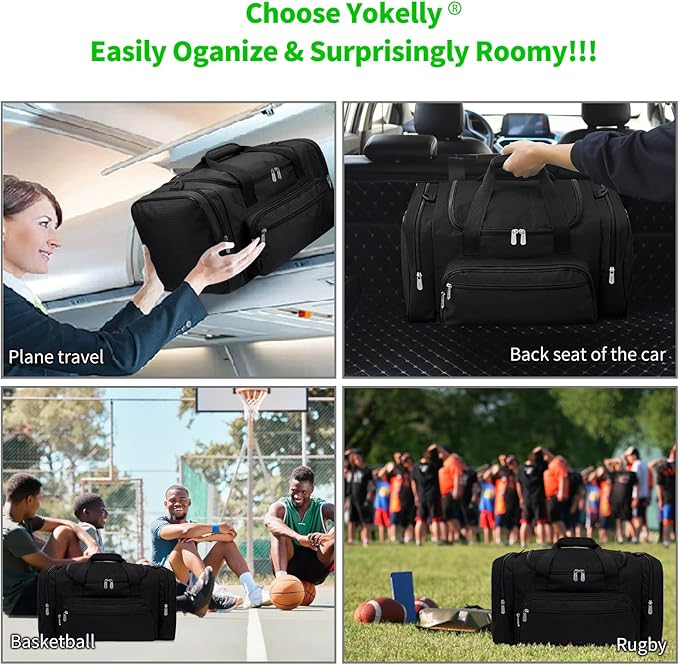 Gym Bag 22 inch Sport Duffle Bag for Men - 55L Weekender Duffel Bag for Travel - Black