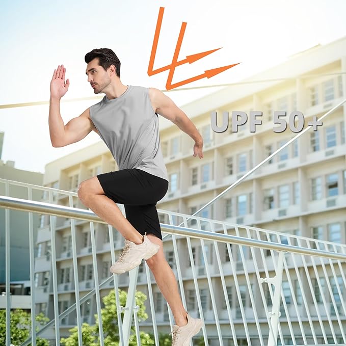 Men's Sleeveless UPF 50+ Swim Shirts Quick Dry Workout Tank Top UV Protection Running Gym Muscle T Shirts