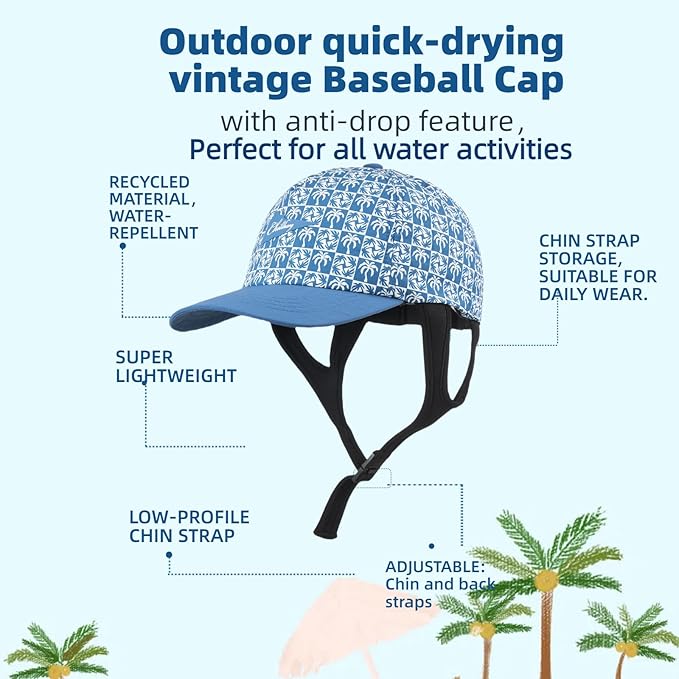 Vintage American-Style Sports Sunscreen Baseball Cap,Outdoor Camping Sunshade Waterproof and Non-Slip Surfing Hat Water Sport