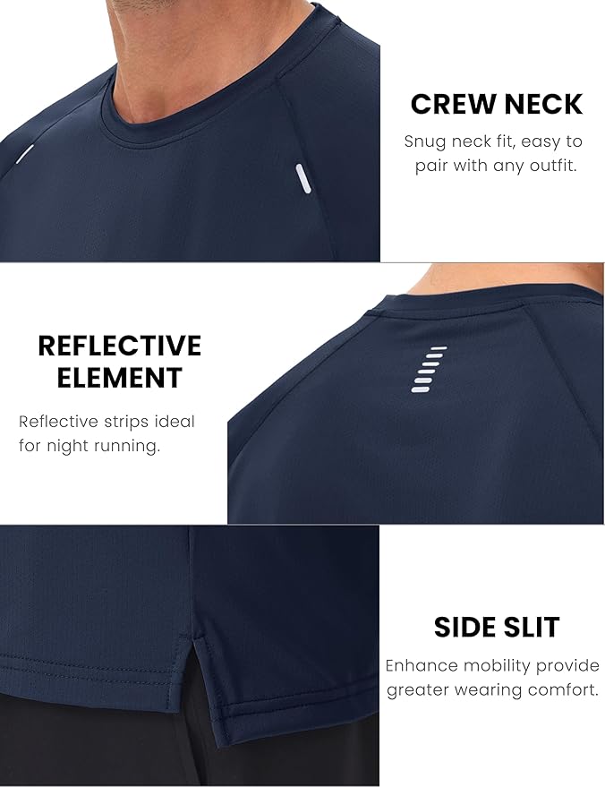 MAGCOMSEN Men's Dry Fit Shirts Mesh Short Sleeve Athletic Lightweight Workout Performance Hiking Shirt