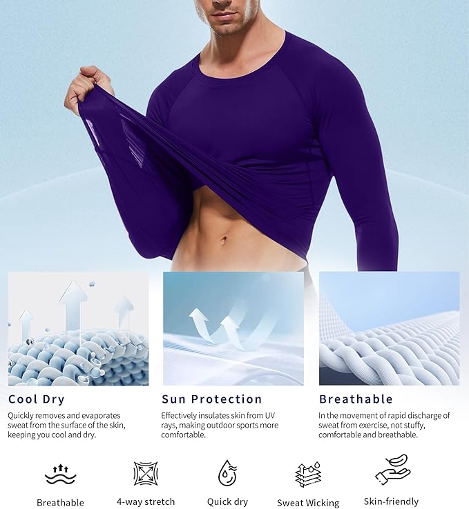 Compression Shirt Men Long Sleeve Quick Dry T-Shirt Athletic Workout Base Layer Running Sports Gym Undershirts