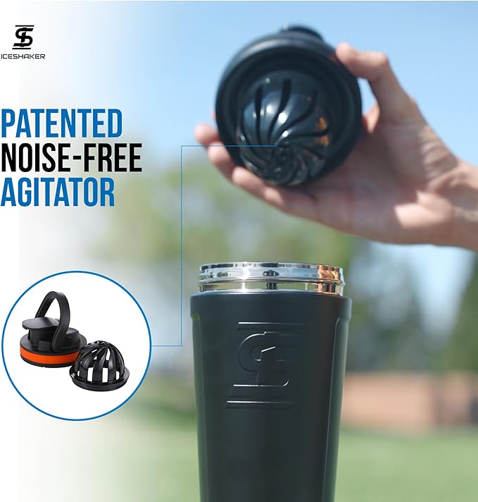 Ice Shaker Insulated Stainless Steel Shaker Bottle | 26oz, Summer | Cold for 30+ Hours | Insulated Cup with Twist-on Agitator | Odor-Free Bottle for Protein Shakes, Water, Smoothies, Cocktails