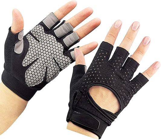 Breathable Workout Gloves for Women & Men Full Palm Protection Gym Gloves for Cycling | Fitness | Weightlifting | Pull-ups Deadlifting | Rowing(Black-Short-L)