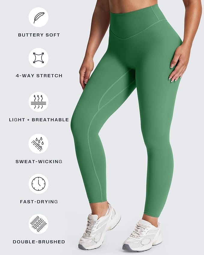 Aoxjox High Waisted Workout Leggings for Women Tummy Control Buttery Soft Yoga Metamorph Deep V Pants 26"