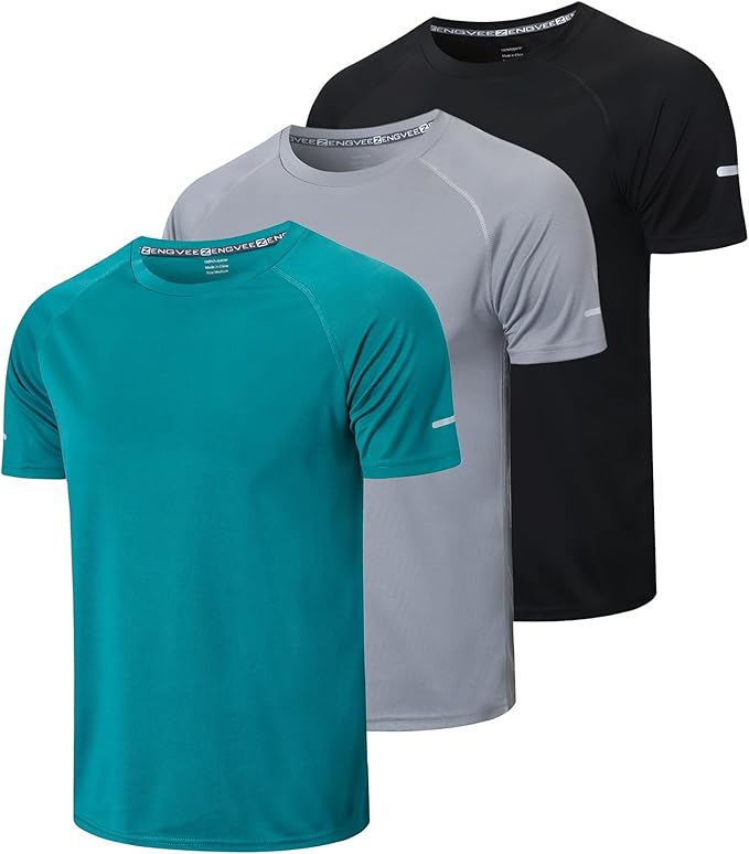 frueo Men's 1/3 Pack Workout Shirts Quick Dry Moisture Wicking Short Sleeve Mesh Athletic T-Shirts