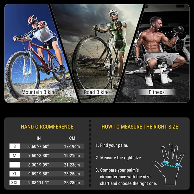 RIVBOS Cycling Gloves Bike Gloves for Men Women with Anti-Slip Shock-Absorbing Pad for Bicycle/Workout/Road Bike/Gym/Driving CHG001
