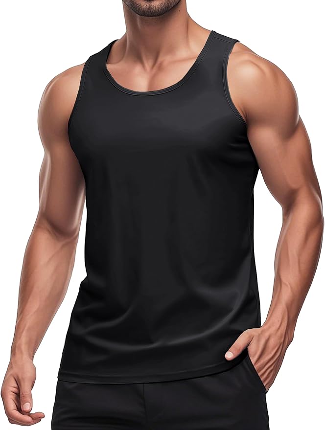MAGCOMSEN Men's UPF 50+ Tank Top Quick Dry Summer Workout Muscle Sleeveless Shirts for Swim Beach Bodybuilding