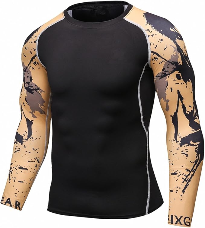 Men's Soft Slim Long Sleeve Dry-Fit Compression Gym Trainning Shirt