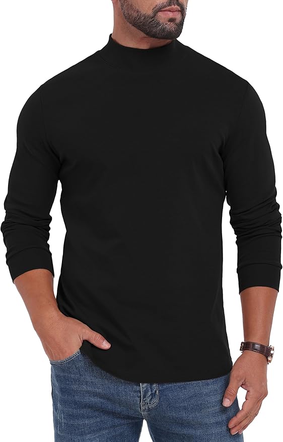 Sailwind Men's Mock Turtleneck Long Sleeve Shirt Cotton Basic Thermal Undershirt Lightweight Pullover