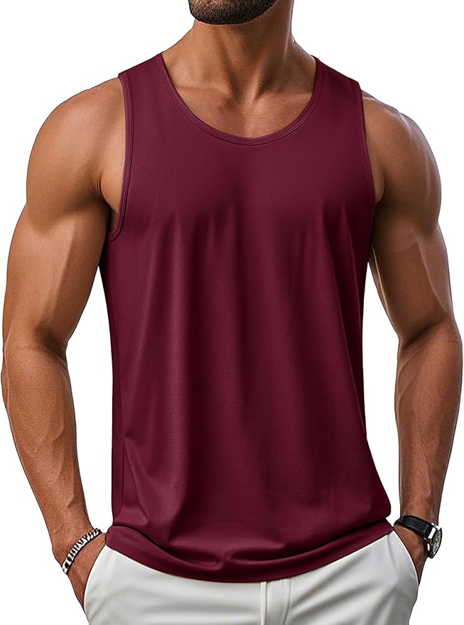 MAGCOMSEN Men's UPF 50+ Tank Top Gym Workout Sleeveless Muscle Shirts Sun Protection Cut Off Shirts Summer Sleeveless T Shirt