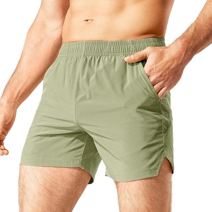 MIER Men's Workout Running Shorts Quick Dry Active 5 Inches Shorts with Pockets, Lightweight, Breathable