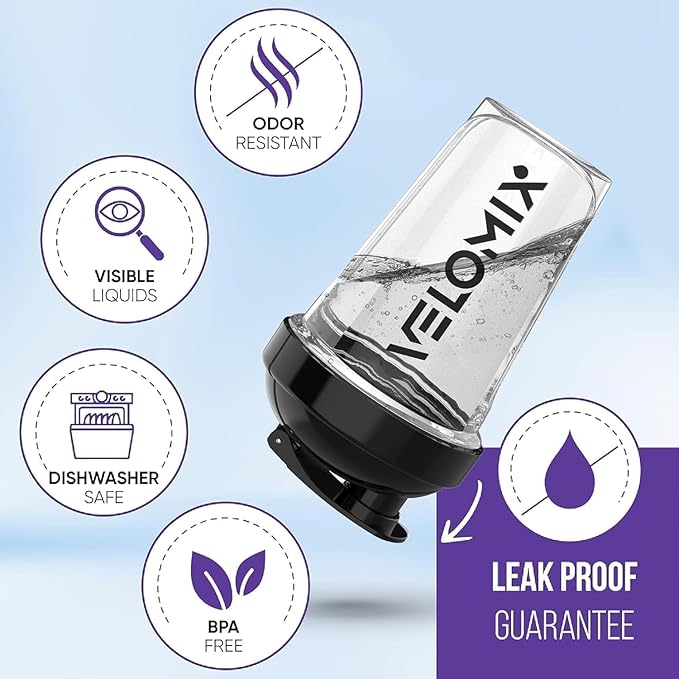 VELOMIX -2 Pack- 20 oz Protein Shaker Bottles for Protein Mixes - 2x Wire Whisk | Leak Proof Shaker Cups for Protein Shakes and Pre Workout | Protein Shaker Bottle Pack (Clear Prime)