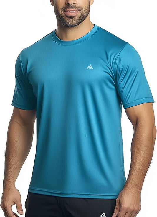 Instant Cooling Quick Dry Workout T-Shirt Men Coolmax Moisture Wicking Performance Crew Neck Running Comfort Tee
