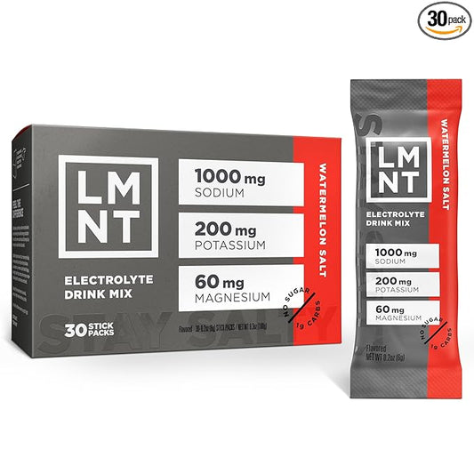 LMNT Zero Sugar Electrolytes - Watermelon Salt | Drink Mix | 30-Count