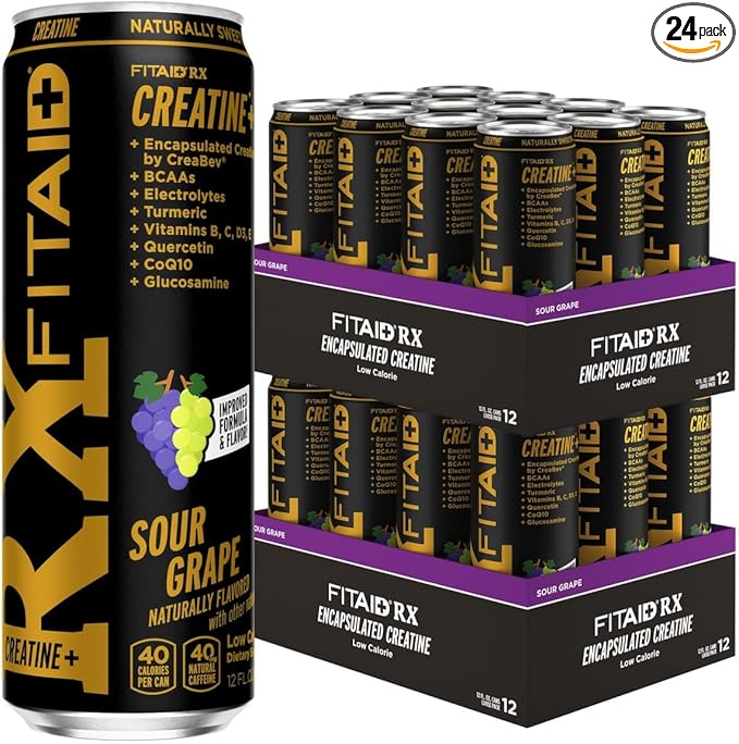 LIFEAID FITAID RX Recovery Blend Plus Creatine, BCAAs, Glucosamine, Turmeric, B-Complex, Electrolytes, 100% Clean, Paleo, Vegan and Gluten-Free, 12 Fl Oz. cans (Pack of 24)