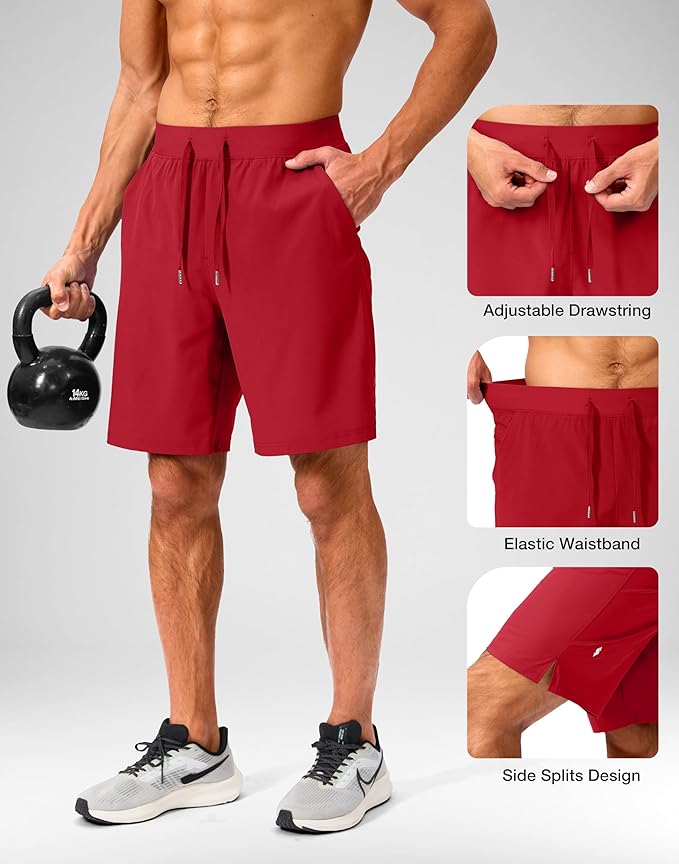 Men's Running Shorts with Zipper Pockets 9 Inch/ 7 Inch / 5 Inch Lightweight Quick Dry Gym Workout Athletic Shorts for Men
