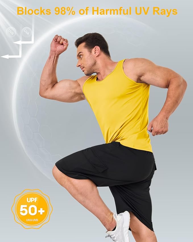 Boladeci Men's Tank Top Workout Athletic Quick Dry UPF 50+ Sun Protection Lightweight Summer Beach Gym Sleeveless Shirts